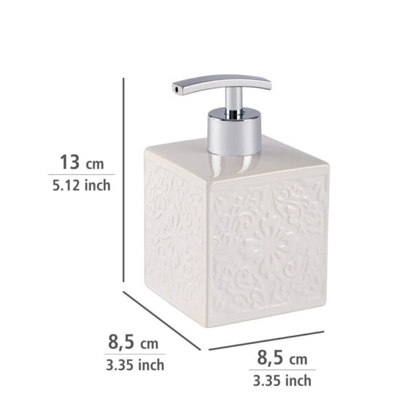 WENKO Seifenspender Cordoba – Keramik, 0,5 l, Weiß, 13×8,5×8,5 cm – Für Seife oder Spülmittel – Bild 5