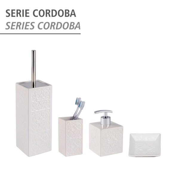 WENKO Seifenspender Cordoba – Keramik, 0,5 l, Weiß, 13×8,5×8,5 cm – Für Seife oder Spülmittel – Bild 4