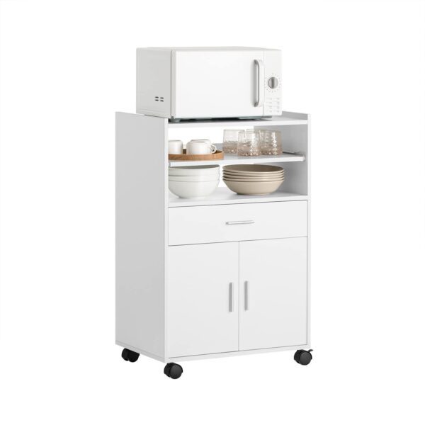SoBuy Küchenwagen mit Rollen & Arbeitsplatte – Weiß, 59x92x40cm