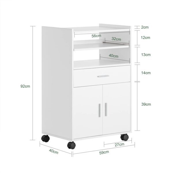 SoBuy Küchenwagen mit Rollen & Arbeitsplatte – Weiß, 59x92x40cm – Bild 8