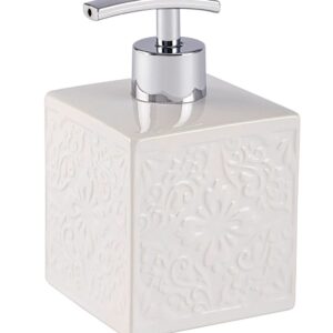 WENKO Seifenspender Cordoba – Keramik, 0,5 l, Weiß, 13×8,5×8,5 cm – Für Seife oder Spülmittel
