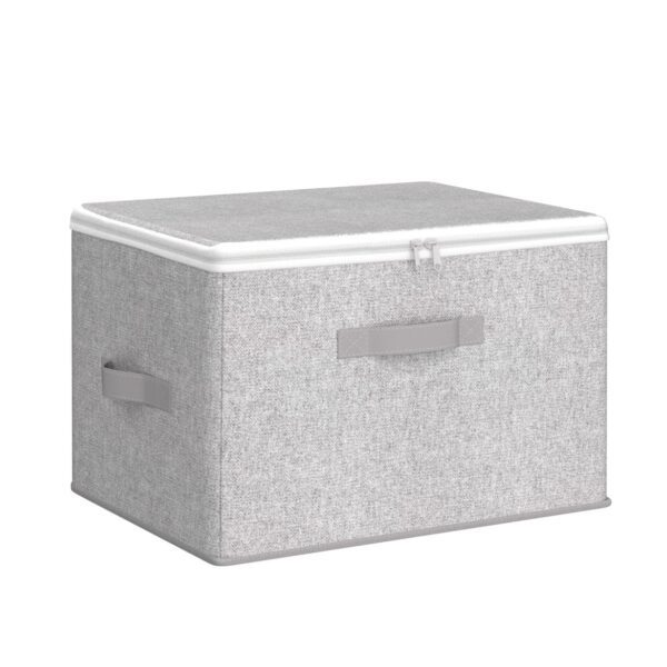 SONGMICS 3er Set Aufbewahrungsboxen mit Deckel, faltbar, 40x30x25 cm, Vliesstoff, taubengrau – Bild 5