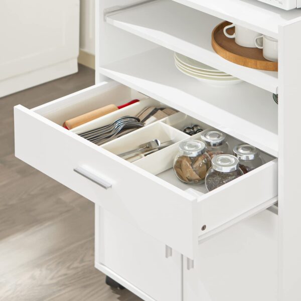 SoBuy Küchenwagen mit Rollen & Arbeitsplatte – Weiß, 59x92x40cm – Bild 6