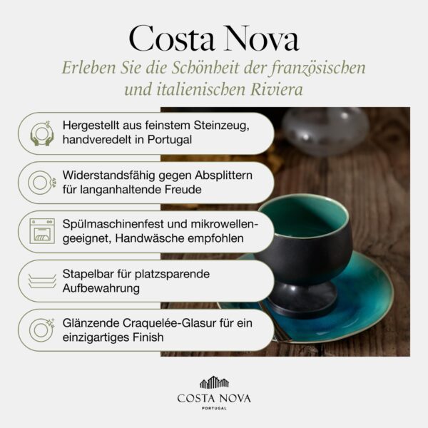 Costa Nova Riviera Teller – Ø 21,6 cm, Steinzeug, Azur-Blau, handveredelt, spülmaschinen- & mikrowellenfest – Bild 7
