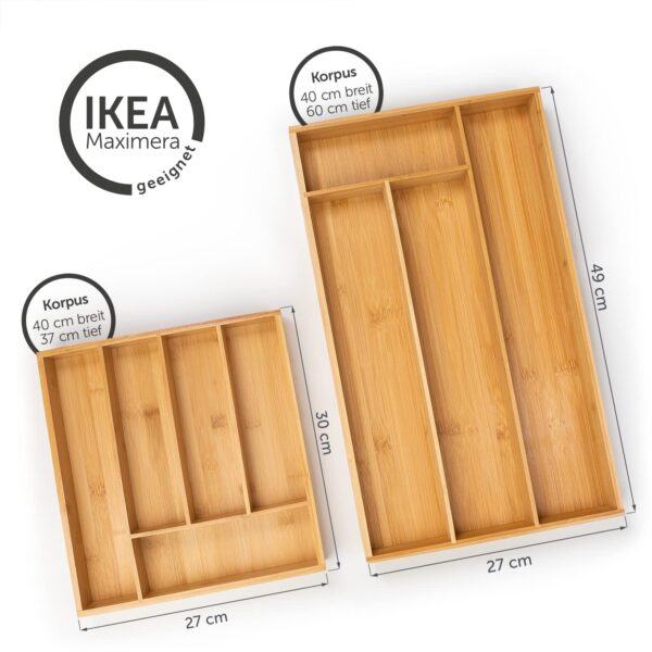 Blumtal Bambus Besteckkasten, 5 Fächer – Schubladentrenner Küche, passend für IKEA Maximera – Bild 3