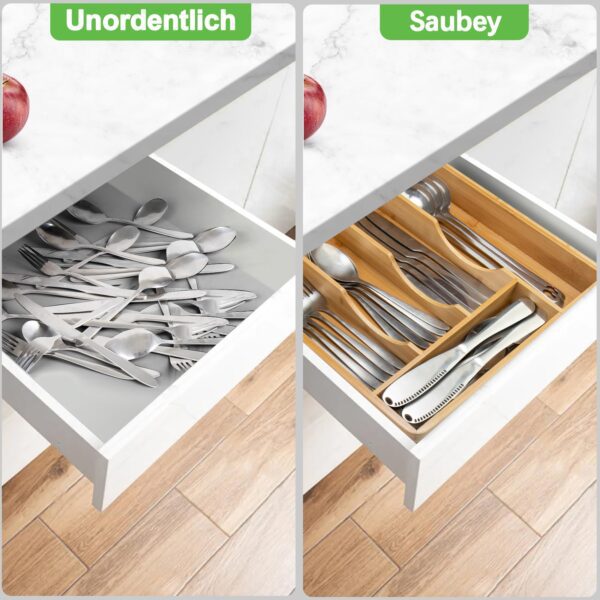 Blumtal Besteckkasten aus 100% Bambus – 5 Fächer Schubladentrenner für Küche, Organizer passend für IKEA Maximera – Bild 5