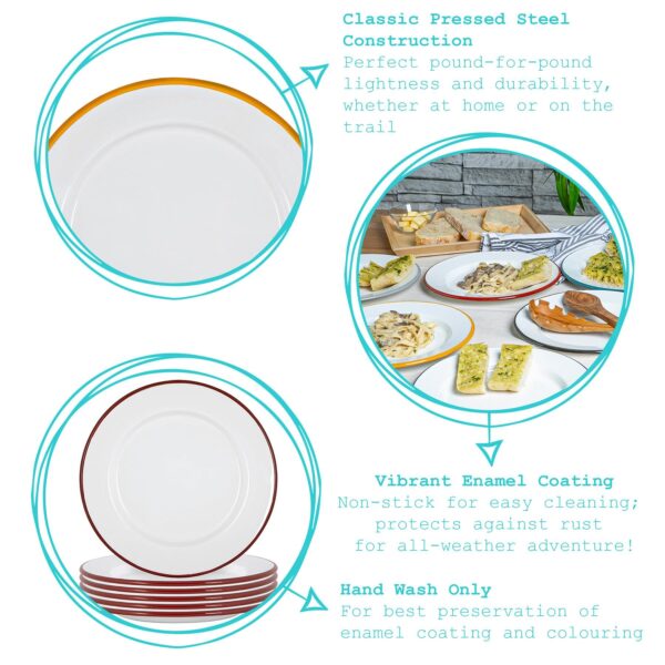 Argon Tableware Weißes Emaille -Abendessen - 25,5cm - 16pc - Rot – Bild 7