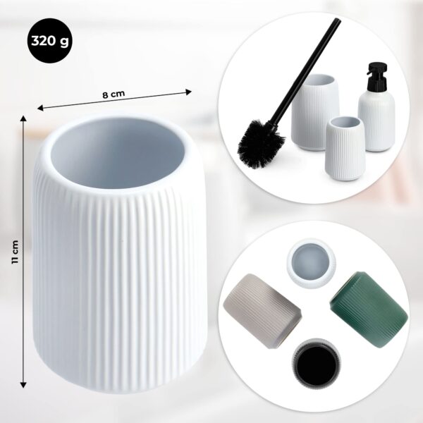 KADAX Badezimmer Set – Modernes Keramik Badzubehör in Weiß mit Seifenspender, Zahnbürstenhalter & WC-Bürste – Bild 8