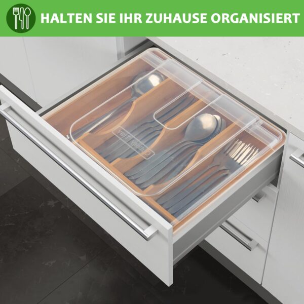 Blumtal Besteckkasten aus 100% Bambus – 5 Fächer Schubladentrenner für Küche, Organizer passend für IKEA Maximera – Bild 2
