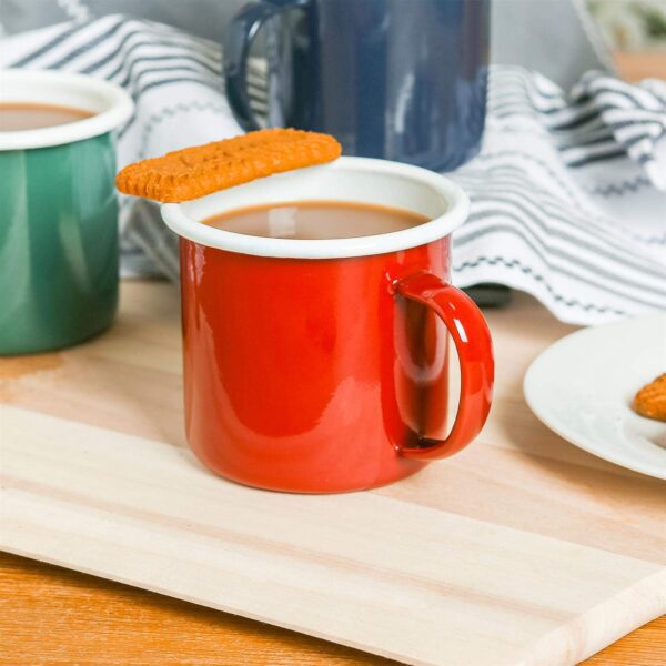 Argon Tableware Weißes Emaille -Abendessen - 25,5cm - 16pc - Rot – Bild 3