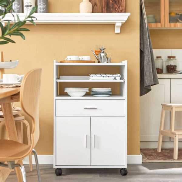 SoBuy Küchenwagen mit Rollen & Arbeitsplatte – Weiß, 59x92x40cm – Bild 9