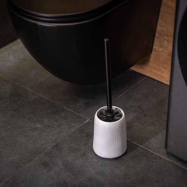 KADAX Badezimmer Set – Modernes Keramik Badzubehör in Weiß mit Seifenspender, Zahnbürstenhalter & WC-Bürste – Bild 3
