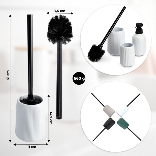 KADAX Badezimmer Set – Modernes Keramik Badzubehör in Weiß mit Seifenspender, Zahnbürstenhalter & WC-Bürste – Bild 4