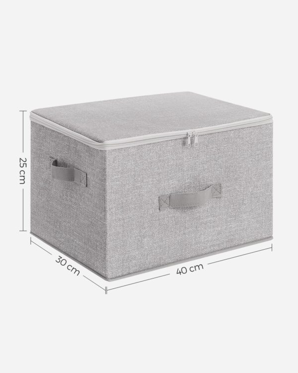 SONGMICS 3er Set Aufbewahrungsboxen mit Deckel, faltbar, 40x30x25 cm, Vliesstoff, taubengrau – Bild 3