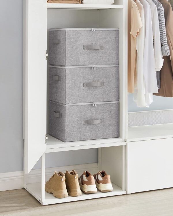 SONGMICS 3er Set Aufbewahrungsboxen mit Deckel, faltbar, 40x30x25 cm, Vliesstoff, taubengrau – Bild 7