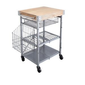 KitchenCraft Industrieller Küchenwagen aus Metall und Holz - 80x51x90 cm