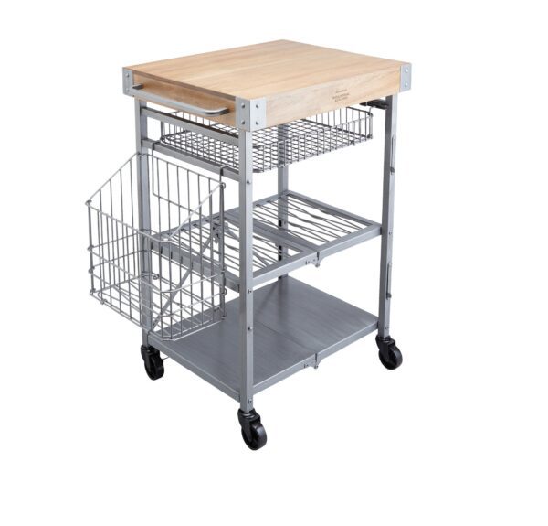 KitchenCraft Industrieller Küchenwagen aus Metall und Holz - 80x51x90 cm