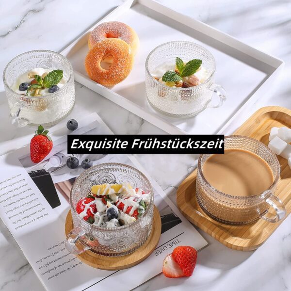 4er Set Latte Macchiato Gläser 400ml mit Deckel & Löffel – Jumbo Kaffeetassen für Tee, Oats, Porridge – Bild 8