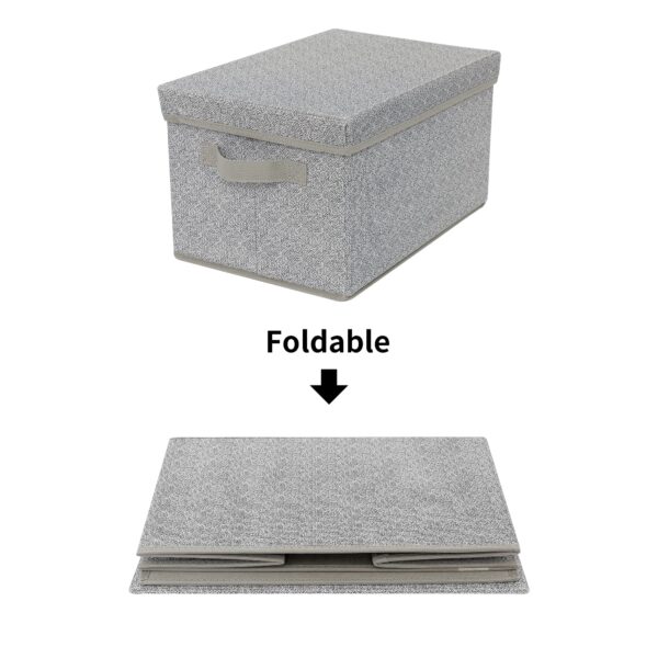 GRANNY SAYS 3er Set Aufbewahrungsboxen aus Stoff mit Deckel, faltbar, grau – Ordnungsboxen für Kleiderschrank – Bild 2